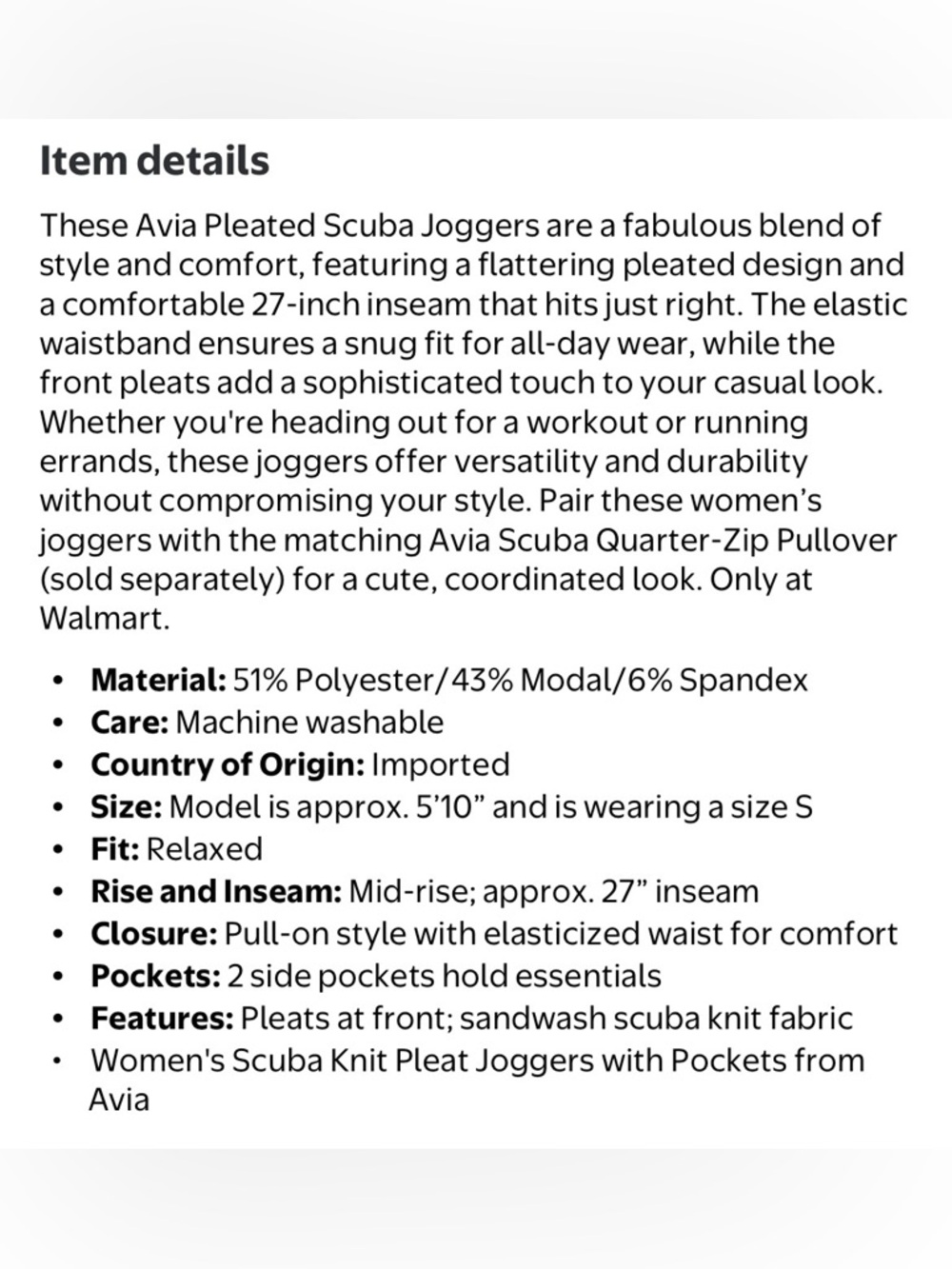 *2 Pack* Avia ScubaKnit Pleat Relaxed Fit Jogger Pants NWT - Sandwashed Black - Picture 6 of 9
